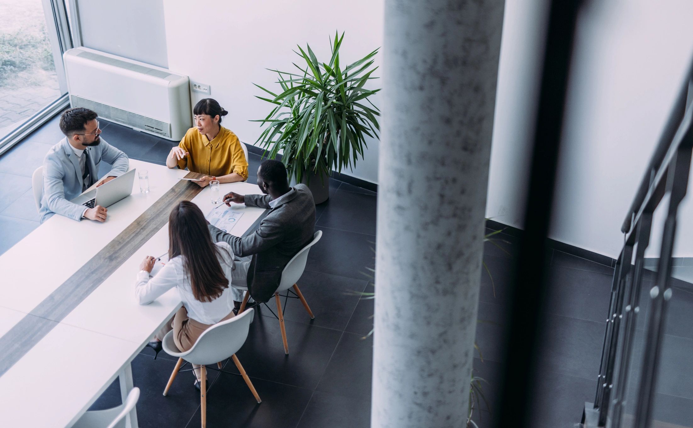 Team collaborating around a conference table